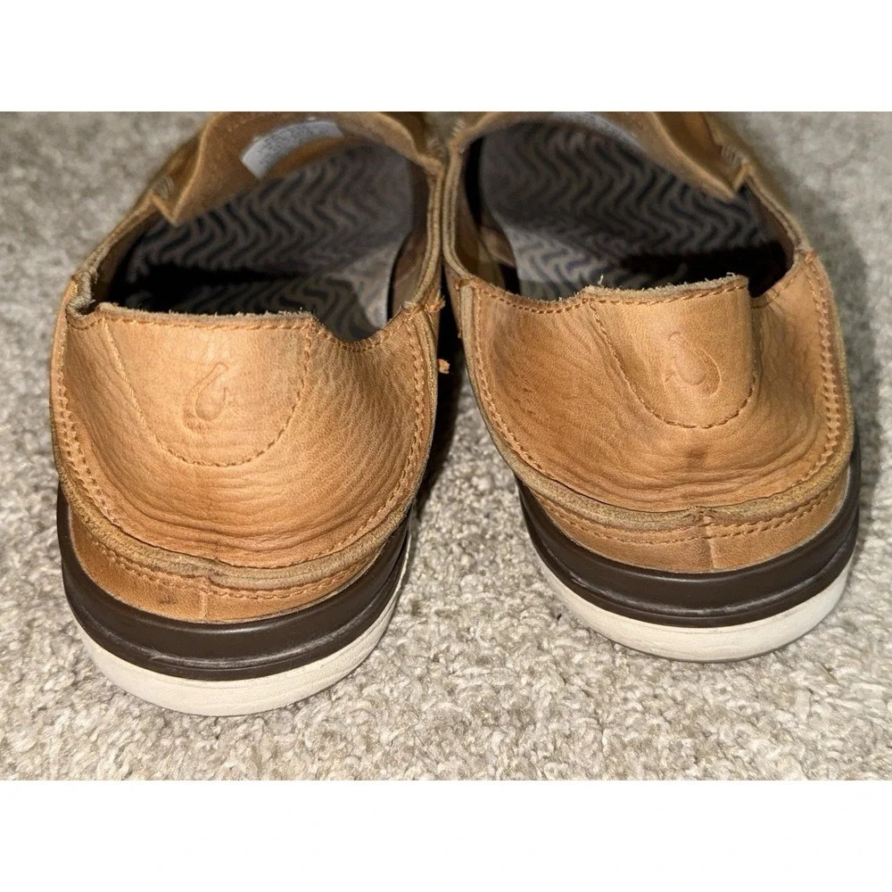 Men's Olukai Kakaha Leather Slip-on Shoes US Size Men's 12 Fox 10490-FXFX